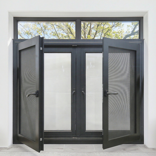 High Quality Modern Hurricane Impact Tempered Glass Double Glazed Aluminum Casement Windows Magnetic Screen for Villa Energy