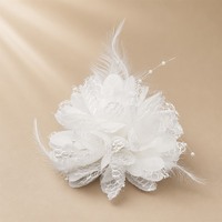 Pince à cheveux artisanale en plumes et fleurs artificielles en soie pour mariages, décorations féminines, fête des Mères et remises de diplômes - Nouveauté