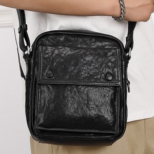 Genuine Leather Men's Shoulder <b>Bag</b> Black Large Capacity Crossbody Messenger <b>Bag</b> For Everyday Use Business Casual Style - Product Image 1