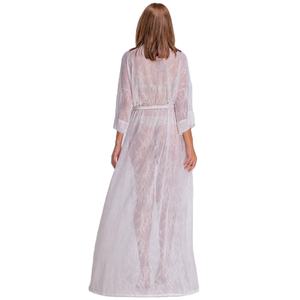 Bata de Encaje para <span class=keywords><strong>Novia</strong></span>, <span class=keywords><strong>Kimono</strong></span> <span class=keywords><strong>Blanco</strong></span> Sedoso Largo, Lencería Vintage para Mujer, Camisón de <span class=keywords><strong>Novia</strong></span> para Damas de Honor - Product Image 5