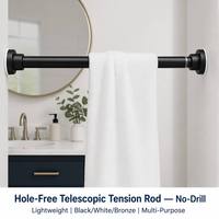 Tringle de Douche Réglable en Acier Inoxydable Robuste avec Verrou Tournant Sans Perçage Fabricant OEM