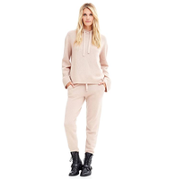 Ensemble décontracté deux pièces en cachemire pour femme : sweat à capuche et pantalon tricoté coupe décontractée pour l'automne