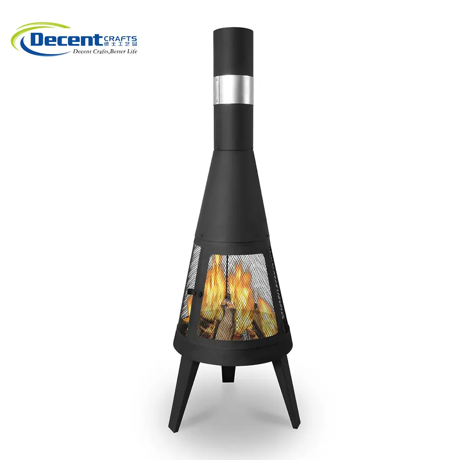 Garden Patio Metal Steel Wood Burning Outdoor Heating With Chimney Chimney Fire Pit