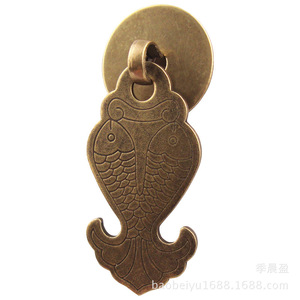 Double Carp Pendant Handle Brass Drawer Pull Chinese Style Furniture Hardware Novelty Shape Durable - Product Image 2