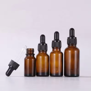 Botellas de Vidrio Ámbar con Gotero y Tapa Negra de 10ml, 20ml, 30ml, Botella de Suero para Aceites Esenciales Cosméticos, Forma Cilíndrica, Superficie Transparente - Product Image 2