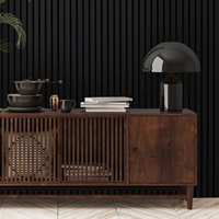 Décoration intérieure, panneau mural acoustique en bois à lattes, finition lisse en stratifié, noir mat, insonorisant et absorbant le son, pour la maison et le bureau