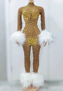 Vestido Sexy con Pedrería para Cantante de Escenario, Ropa de Baile <span class=keywords><strong>Gogo</strong></span> para Club Nocturno, Body Elástico Multicolor, Disfraz de Drag Queen - Product Image 3