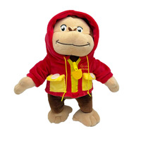 NOUVEAU George Monkey Pull Rouge en Peluche Super Douce Rempli de Coton PP, Jouet en Peluche, Cadeau d'Anniversaire