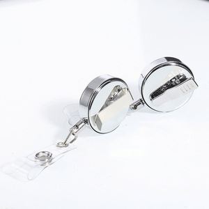 Porte-badge rétractable tout métal avec cordon en acier, boucle facile à dégager, 32 mm, rond et plat, pour carte d'identité - Product Image 3