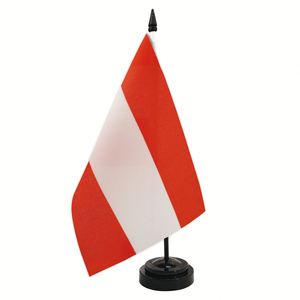 Bandiera da Tavolo dell'Austria in Poliestere con Base in Plastica ABS e Asta, Decorazione da Scrivania per Ufficio - Product Image 1