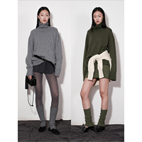 Pulls décontractés pour femmes, col roulé, 100% cachemire pur, 5GG 630g, pull en tricot épais, hauts chauds pour femmes en hiver