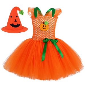 Disfraces de Halloween para Niñas, Vestido de Calabaza con Tutú, Tul Naranja y Negro, Disfraz de Cosplay para Fiestas Infantiles, Venta al por Mayor, Conjunto de Vestido con Tutú para Niñas - Product Image 3