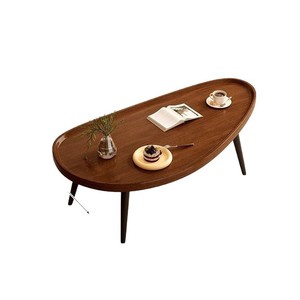 Wood Coffee <b>Table</b> Oval Shape Modern Living Room <b>Sofa</b> Side <b>Table</b> Small Apartment Tea <b>Table</b> High <b>End</b> Design - Product Image 5