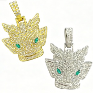 PD3209 Collier Hip Hop en alliage avec pendentif masque entièrement serti de diamants, style européen et américain, bijoux de rue personnalisés - Product Image 3