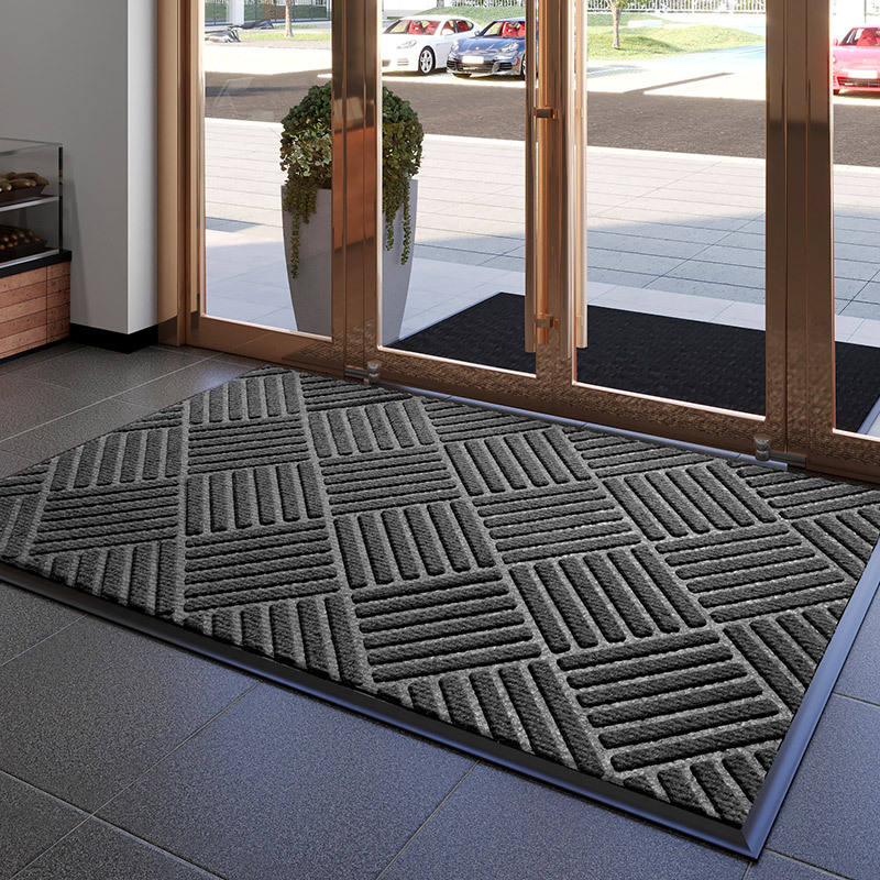 Borde de goma de lana - patrón de diamantes, gris oscuro