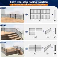 Système de garde-corps modulaire en aluminium noir thermolaqué pour balcon, véranda, patio, terrasse, escalier extérieur