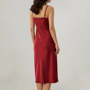 ชุดเดรสผ้าซาตินสีแดงแบบสายเดี่ยวเปิดหลัง ดีไซน์หรูหราสำหรับผู้หญิง ทรงเข้ารูป เหมาะสำหรับโอกาสพิเศษ ชุดลำลองเซ็กซี่สำหรับสุภาพสตรี - Product Image 2