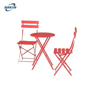 Set Bistrot Moderno Pieghevole in Ferro a 3 Pezzi, Tavolo e Sedie da Giardino per Balcone o Uso Caffè - Product Image 1