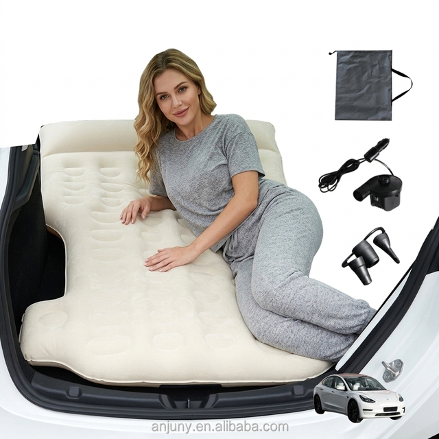 Tesla Model Y/3 Compatible SUV Portable Inflatable Car Bed 100% Polyester Camping Mattress for Trunk Travel