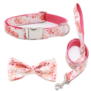 Hochwertige rosa Hunde halsband Leine Combo Robustes Nylon leder <span class=keywords><strong>PU</strong></span> Schnell verschluss Western Style Light Safe für Welpen Spaziergänge - Product Image 5