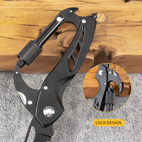 Couteau pliant multi-outils compact d'extérieur avec lame dentelée, mousqueton, allume-feu, ouvre-bouteille et clip porte-clés