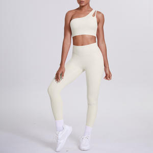 Completo Sportivo da <span class=keywords><strong>Donna</strong></span> 2 Pezzi Sexy Monospalla con Reggiseno e Leggings per Yoga e Fitness - Product Image 4