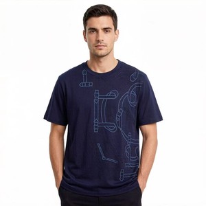 T-shirt in cotone a doppio filato stile street con ricamo lettera <span class=keywords><strong>H</strong></span>, vestibilità ampia versatile, unisex, a maniche corte - Product Image 3