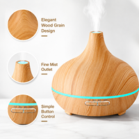 Diffuseur d'huiles essentielles en bois grainé pour spa à domicile, brume fine, lumière douce, design élégant pour chambre d'hôtel, diffuseur d'arômes