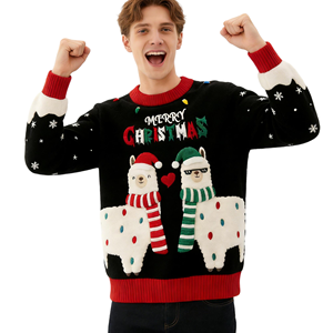 पुरुषों की लंबी आस्तीन क्रिसमस अल्का बदसूरत स्वेटर पुलवर 100% ऐक्रेलिक शीतकालीन अवकाश स्वेटर - Product Image 4