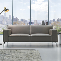 Conjunto de Sofás Modulares de Cuero para Oficina Comercial Moderna, Sofá Cama de 3 Plazas y Sillón para Sala de Estar
