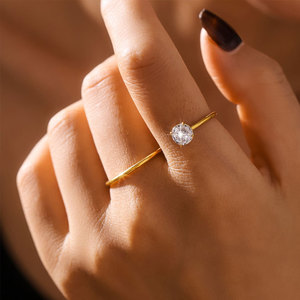 Anillo Doble de Dos Dedos de Acero Inoxidable 316L con Circonita, Chapado en Oro PVD de 14k 18k, Resistente al Agua y al Deslustre, para Mujer - Product Image 3