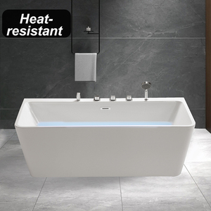 60 Pulgadas Bañera Rectangular Acrílica Moderna de Esquina con Drenaje Central y Faldón Integrado en Blanco para Uso Hotelero - Product Image 3