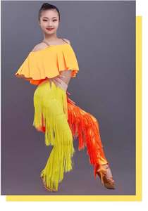 ชุดเต้นรำแบบละตินสำหรับเด็กผู้หญิงชุดฝึกมีพู่กางเกงชุดแข่งเต้นสำหรับเด็กมืออาชีพ - Product Image 5