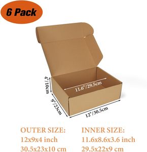 Boîtes d'expédition 12x9x4 pouces, boîtes <span class=keywords><strong>à</strong></span> rabat brun avec fermeture <span class=keywords><strong>à</strong></span> languette pour l'emballage, boîtes cadeaux en carton moyen pour petites entreprises - Product Image 2