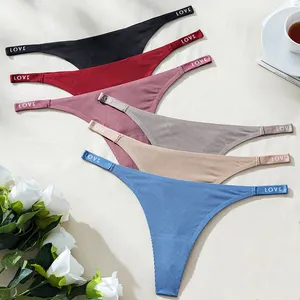 Wholesale Low-rise Logo Ladies Seamless T Back Underwear Tangas De Para Mujer Spandex G String Thong G-string Panties For Women
