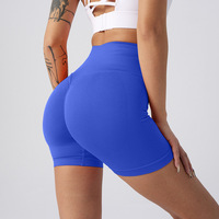Venta al por mayor de mujeres de cintura alta sin costuras activo Scrunch Yoga Shorts Control de barriga Levantamiento de glúteos Gimnasio Entrenamiento Pantalones cortos transpirables ajustados