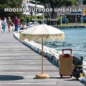Fast Delivery 8 Steel Ribs Tassel Edge Outdoor Patio Garden Umbrella Pongee UPF 50+ Black Glue Sun Umbrella for Vendor Yard - Product Image 2