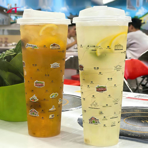 Vasos Desechables de PP de Grado Alimenticio de Gran Capacidad con Impresión Personalizada, Calibre de 90 mm, 1000 ml, Transparentes y con Acabado Arenado, con Tapa - Product Image 3