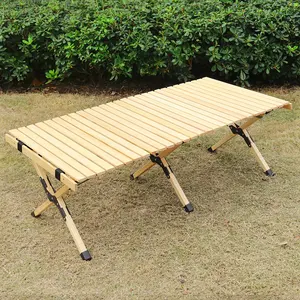 Mesa dobrável de madeira para acampamento, tabela de madeira resistente para acampamento, piquenique ao ar livre