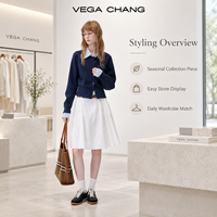 VEGA CHANG Sweat-shirt pour femme à col polo boutonné, effet deux pièces, avec design de poignets, manches longues, coupe courte, en tissu doux