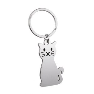 Portachiavi a moschettone vintage a forma di gatto, alla moda, in lega metallica, con logo personalizzato, stampa smaltata, personalizzabile, in zinco e ferro - Product Image 1