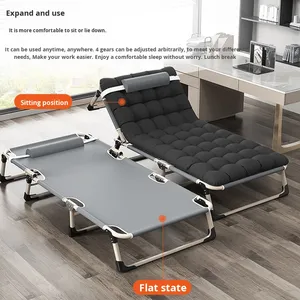 Chaise pliante en métal professionnel <span class=keywords><strong>lit</strong></span> facile à transporter hauteur réglable pause déjeuner <span class=keywords><strong>lit</strong></span> inclinable pour bureau à domicile Camping en plein air - Product Image 2