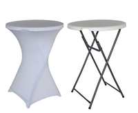 Housse de table extensible noire en spandex pour bar, mariage, fête, cocktail, pub, table ronde, ajustée et élastique, vente en gros