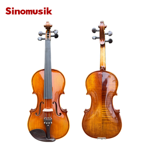 Sinomusik marca Venta caliente buena calidad precio <span class=keywords><strong>barato</strong></span> brillante amarillo marrón llama Arce tallado abeto sólido violín HV01D - Product Image 1