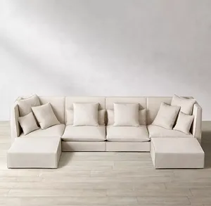 Luxury Modern Furniture American Style Set Living Room Sofa Sectional Modular Fabric Weave U Shape Customized Sigma Sofas Set
