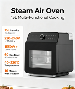 Horno de Vapor y Freidora de Aire Anbolife 15L 1550W+700W Doble Potencia, Tanque de Agua de 800ml, Pantalla Táctil Grande, 16 Menús Preestablecidos, Asador, SUS304 OEM - Product Image 4
