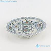 RZSZ12-E Coloré Jingdezhen Antique Canards Jouant dans L'eau De Conception De Fleur de Lotus Bleu et blanc En Céramique Assiette Décorative