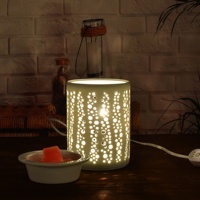 Diffuseur de cire électrique en céramique avec motif ajouré, lumière LED, brûleur d'huile parfumée, lampe aromatique pour la décoration intérieure