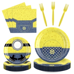 Wholesale Modern Disposable Eco-friendly Baby Shower <strong>Party</strong> Tableware Set with Yellow Paper Plates Cups Cutlery - Product Image 5