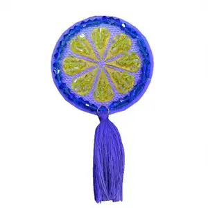 Hand crystal lemon fringe beaded cloth Garment accessories Sweater decorative applique 3D embroidered patch
